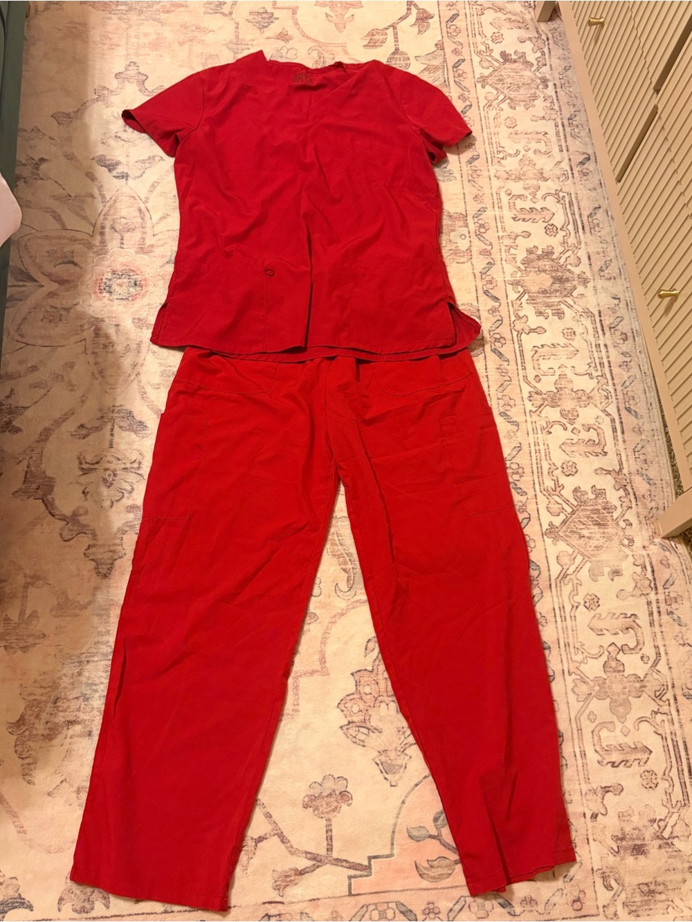 Women red scrub set